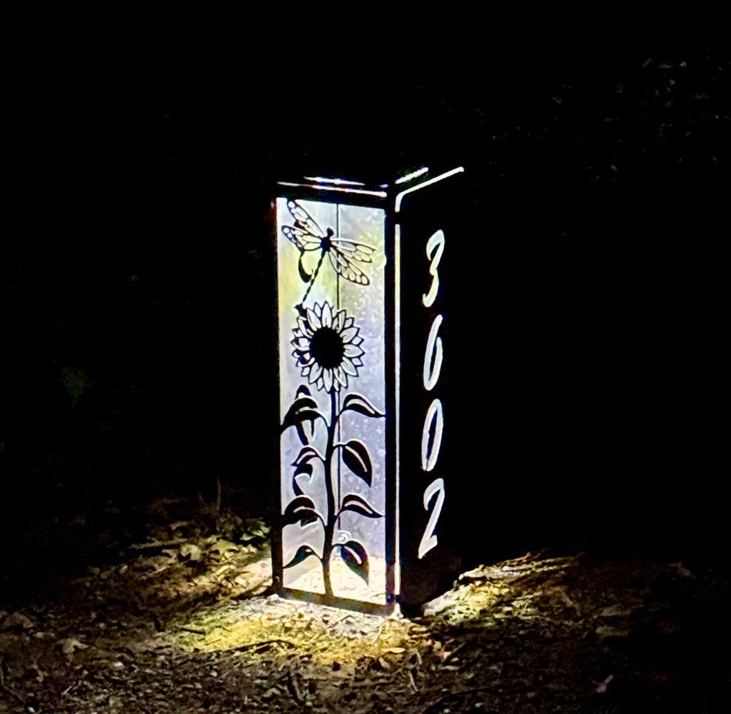 24” Solar Light Pillar with Address